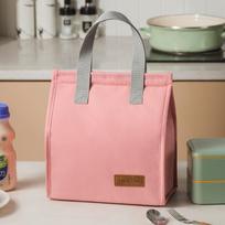 Versatile Modern Minimalist Tourmaline Bento Bag With Large Capacity Lunch Box rožinė