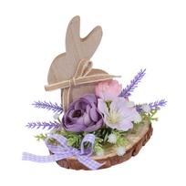Hand Carved Wood Easter Hare Ornament Wooden Animal Figurine Festival Decoration For Mantels Tabletop Shelf Display violetinė