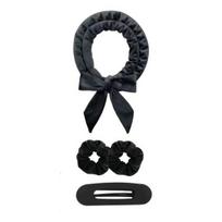 No Heat Hair Curling Rod Bow Headband with 2 Scrunchies Clip Women Overnight Sleeping Velvet Hair Curler Long Hair Curls Roller Styling Tool juoda