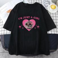 Sad Hamster Tshirt I'm Just A Girl Cartoon Printing Tee-shirt Casual Short Sleeve Summer T Shirts Girls Tees S įvairiaspalvis