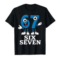 67 Six Seven 6-7 - Funny Italian Brainrot Kids Gaming Meme T-shirt For Men Women 100% Cotton T Shirts Short Sleeve Tops 100 juoda