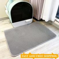 Cat Litter Mat Pet Toilet Non Slip Pet Litter Box Filter Mat Double Layer Wear Resistant Waterproof Cat Litter Mat Pet Supplies (Gray,30x30cm) pilka spalva