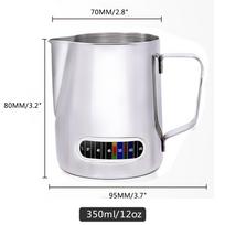 12/20oz Milk Frothing Pitcher with Temperature Display Stainless Steel Milk Frother Pitcher Jug Cup for Latte Art Barista
