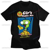 Mielas animacinis Invader Zim Gir grafinis marškinėlis medvilninis moterims vyrams retro marškinėliai unisex suaugusiems Harajuku linksmas mados gatvės aprangos viršutiniai drabužiai S įvairiaspalvis
