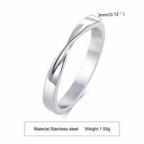 Stainless Steel Mobius Ring Cold Silver Color Wedding Party Anniversary Jewelry Gift for Women Lovers 6 sidabras