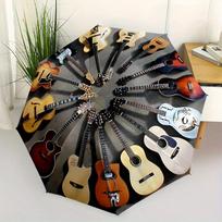 guitar collection themed, Eight ribbed, Self folding Umbrella Is Suitable for Everyday Outdoor Use and Is An Ideal Gift for Friends and Fami