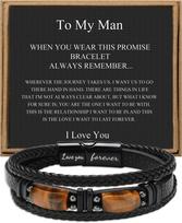 With Tigers Eye Father's Day Christmas Anniversary Birthday Gifts for Son Man Grandson Love You Forever Bracelet for Men 7.5inch