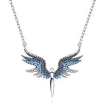 Rhinestones Temperament Crystal Pendant Woman Necklaces Choker Korean Neck Jewelry Clavicle Chain mėlyna