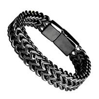 Men Stainless Steel Double Sided Bracelet Chain Link Style 5x10mm Width 21cm Length Alloy Clasp Durable Design One Size juoda
