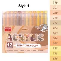 12-Colors Acrylic Marker Pen Softhead Quick-Drying Painting Colour Pen Vibrant Colors Art Stationery Art Watercolor Pen Graffiti