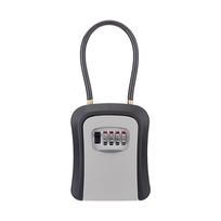 Key Lock Box Key Security Box with 4 Digit Combination Removable Chain Portable Weatherproof for House Keys, Car Keys Sturdy pilka
