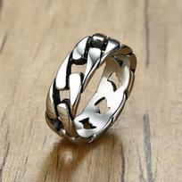 Vnox Stylish Fixed Link Chain Ring for Men High Quality Stainless Steel Male Bands Unique Gift for Him 7 sidabras