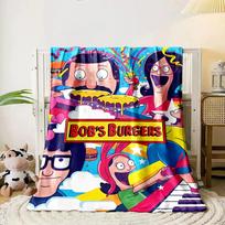 Colorful cartoon characters with burgers, confetti, and quirky expressions. for all seasons blanket lunch break throw gift 80cm x 120cm