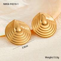 GEMCHIC Women's Vintage Retro Geometric Irregular Arc Stainless Steel Gold Earrings Luxury Fashion Studs 18K