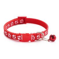 Hot pet cat bell collar dog print cat collar multi-color optional necklace ring cat rope collar pet supplies raudona