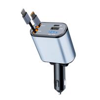 120W Automobilinis Įkroviklis Adapteris USB Type C Greitasis Įkroviklis su Įtraukiamais Laideliais IOS Android Telefonams