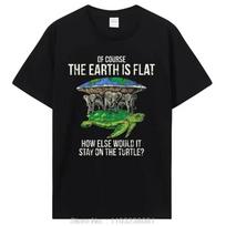 Funny Flat Earth Society T Shirt Turtle Elephants Graphic Cotton Streetwear O-Neck Harajuku Hip Hop T-shirt Men Short Sleeve Top S juoda