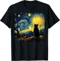 NEW LIMITED Cat Starry Night Van Gogh Cat For Cat Lover Gift T-Shirt Unisex T-Shirt XL