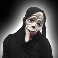 Halloween Horror Ghost Face Mask with Red Tongue, Black Skin, Tongue-Sticking-Out Mask, Party Decoration, Funny Performance Headgear Average Size