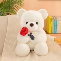 Kawaii Cute Teddy Bear With Roses Plush Toy Soft Bear Stuffed Doll Romantic Gift For Lover Home Decor Valentine'S Day Gifts For Girls