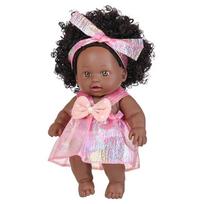 Inch 8 Black Reborn Doll With Dress Curly Hair 20Cm Realistic Baby Doll Simulation Toys Full Vinyl Body For Girls Birthday Gift Other