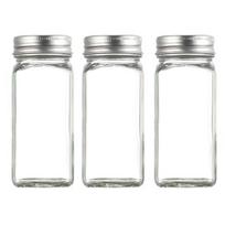 3Pcs Glass Seasoning Jar Set with Airtight Lid And Labels Square Salt Shaker Bottle for Outdoor BBQ Spice Container for Camping Kitchen Storage B