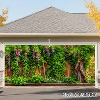 2D Green Ivy & Purple Flower Backdrop for Garage Door & Party Decor 47.2x31.5inch/120*80cm