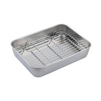 Stainless Steel Baking Pan with Wire Rack Turkey Roasting Oven Tray For Large Capacity Cooking Multipurpose Kitchen Tool S