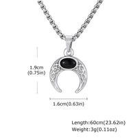 Vintage Moon Necklace for Men,Healing Natural Stone Stainless Steel Pendant Necklace,Stylish Christmas Jewelry Gift 60cm