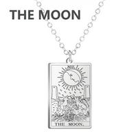 LIKGREAT Tarot Card Necklace The Sun Tarots Stainless Steel Necklaces Divination Major Arcana Jewelry Gift Good Luck Talisman steel color