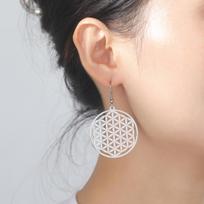 LIKGREAT Mandala Flower of Life Dangle Earrings Stainless Steel Sacred Geometry Hollow Round Drop Earring Jewelry Gift for Women