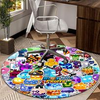 Blox Fruits Characters round carpet Chair cushion Round Entryway Rug, Soft Round Rugs for Living Room, Bedroom, Circle Carpet decor gifts Diameter 60cm