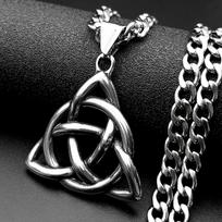 Hollow Infinity Trinity Knot Pendant Necklace for Women Men Stainless Steel Silver Color Witch Celtic Irish Knots Chain Jewelry