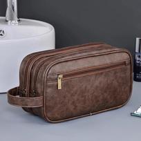 Travel Toiletry Bag Large Shaving Dopp Kit Water-resistant Bathroom Toiletries Organizer PU Leather Cosmetic Bags Men Women kava