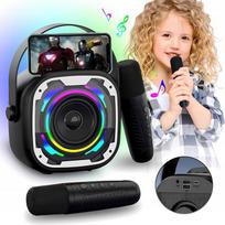 Zestaw Karaoke Z 2 Mikrofony Bezprzewodowe Głośnik Bluetooth Led Kolorowa