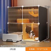 Large Cat Cages with Bed & Litter Box Indoor Multi-Level Cat House Spacious 3-in-1 Pet Villa Roomy Playpen with Resting Area (as the picture,Upgraded Version)