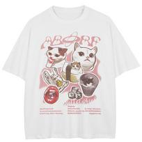 Gatvės drabužiai Maneki-neko grafiniai marškinėliai medvilniniai unisex marškinėliai trumpomis rankovėmis vasaros marškinėliai S įvairiaspalvis