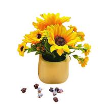 Helianthus Annuus Fake Bonsai Plant With Injection Molded Flowers For Living Room Decor