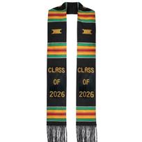 Baigimo juosta 2026 m. laida Kente stiliaus spausdintas baigimo šalis Akademinės ceremonijos juosta išleistuvių renginiams ir šventėms One Size black