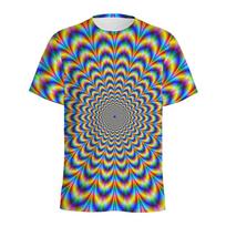 Colorful Spiral Dizzy Pattern T Shirt For Men Summer Casual Round Neck Short Sleeve Tops 3d Printed Optical Illusion Tee Shirts XXS
