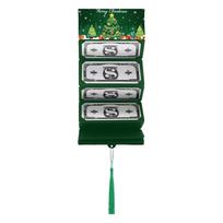 DIY Cash Gift Card Holder with 10 Slots Xmas Surprise Card Wallet Folding Greeting Card Envelope for New Year Thanksgiving Gift žalia