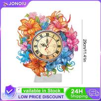 Lily 2D Flat Acrylic DIY Diamond Painting Clock Kit Diamond Art Tabletop Clock Art Craft for Home Decoration Creative Gift China Mainland