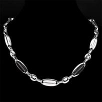 Stainless Steel Big Coffee Beans Seeds Link Chain Necklace Silver Color Hip Hop Long Necklaces for Man Women Jewelry colar