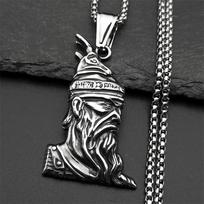 Norse mythology Odin Necklace for Women Men Stainless Steel Hip Hop Gold Color Medal Pendant Necklaces Amulet Jewelry Gift