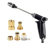 High Pressure Metal Garden Hose Nozzle Sprayer with Adjustable Watering Wand and Multiple Brass Connectors for Outdoor Cleaning and Watering Tasks