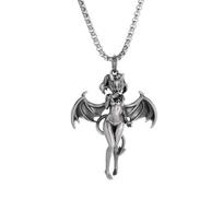 Gothic Punk Sexy Devil Bat Girl Goddess Pendant Necklace for Men and Women Hip Hop Trendy Halloween Cosplay Party Jewelry sidabras