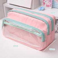 Large Capacity Pencil Case Itabag Cosmetic Bag Ita Bag Pouch Solid Color Storage Bag Stationery Storage Bag žalia