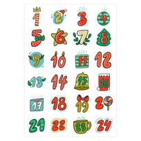 Merry Christmas Stickers Advent Calendar Number Sticker Handmade Cookie Candy Gift Seal Label Paper Sticker Christmas Decoration 1PCS