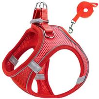 Adjustable Reflective Pet Harness Leash Set Soft Breathable Escape Proof Vest for Small Dogs Cats Chihuahua raudona