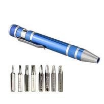 Multifunction 8 in 1 Pocket Precision Mini Screwdriver Pen Mobile Phone Repair Hand Tools Kit Portable Screwdriver Set Bits mėlyna